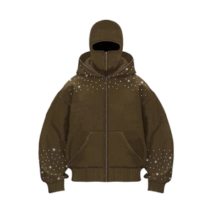 Custom Logo <b>Men's</b> <b>Face</b> <b>Mask</b> Full-Zip Balaclava Hoodie Ski <b>Mask</b> Fleece 100% Cotton Ninja Rhinestone Heavy Streetwear Winter - Product Image 1