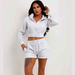 High Quality Streetwear Women Zipper Hoodies Custom Crop <b>Top</b> Hoodie Crop <b>Top</b> Hoodies - Product Image 2