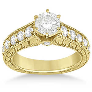 ชุดแหวนแต่งงานและแหวนหมั้นเพชรโบราณทองคำ 14k สีเหลือง 2.15 กะรัต ชุดเครื่องประดับชั้นดี - Product Image 2