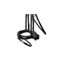 Bride noire anglaise royale pour chevaux en épi en cuir durable/rênes anatomiques Flash en caoutchouc rembourré souple