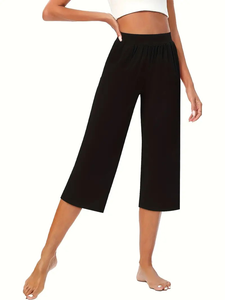 Pantalon BD en coton mélangé confortable pour femmes 3 pièces couleur unie taille moyenne lâche talon doux nœuds de bretzel décontracté toutes saisons pantalon - Product Image 5