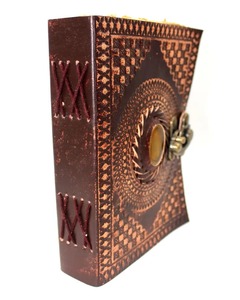 Diario Vintage personalizado hecho a mano de cuero, cuaderno en relieve de piedra, diario de papel con borde de cubierta antiguo, regalos de navidad - Product Image 2