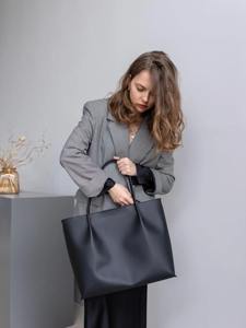 กระเป๋าถือใส่แล็ปท็อปหนังแท้สีดำสำหรับทุกเพศ ดีไซน์หรูหรา เหมาะสำหรับทำงาน น้ำหนักเบา ปิดด้วยซิป ของขวัญวันเกิดสำหรับเธอ คุณยาย - Product Image 6