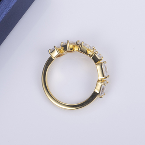 Anillo de Boda de Moda Messi Gems, Regalo para Mujer, Plata de Ley 925, Chapado en Oro de 14K, Anillo de Diamante Moissanite DEF - Product Image 5