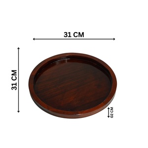 Wooden Round Trays for Serving Wood Crafts Breakfast Tray for dark wood color for kitchenware and restaurants sale - Product Image 1