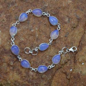 Milky Opalite <b>Sterling</b> <b>Silver</b> <b>Bracelet</b> Adjustable Ten Stone Handmade Gemstone Jewelry Elegant Gift For <b>Women</b> - Product Image 6