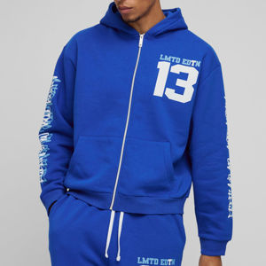 Survêtements de couleur bleue à fermeture éclair avec fermeture éclair Survêtements les plus tendances personnalisés en gros Survêtements à glissière complète pour hommes - Product Image 3