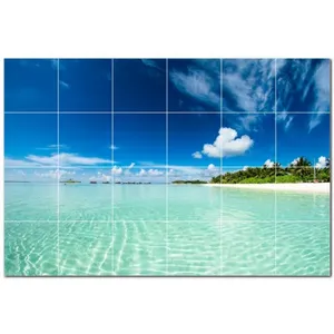 Mural de pared de azulejos de cerámica de playa PT500082 72 "W X 48" H Juego de 24 azulejos de playa de 12x12 - Product Image 1