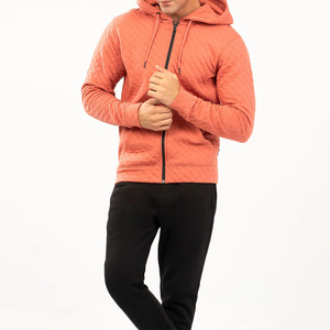Amazing Design Premium Style 100% Cotton Made Diamond Quilted Zip-Up Custom Logo Streetwear Casual Men Hoodies & Sweatshirts - Product Image 4