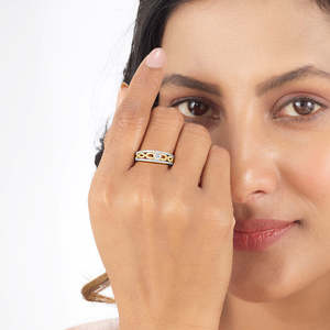 แหวนชุบทอง 18K แบบฝังเพชรแบบซ่อนสำหรับผู้หญิง - Product Image 2
