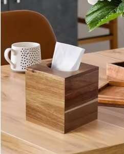 กล่องใส่กระดาษทิชชูไม้ชีสมาแฮนด์เมดสุดวิจิตร พร้อมลวดลายแกะสลัก  ฝาครอบกระดาษทิชชูตกแต่งที่สมบูรณ์แบบสำหรับตกแต่งบ้านและใช้ในสำนักงาน - Product Image 4