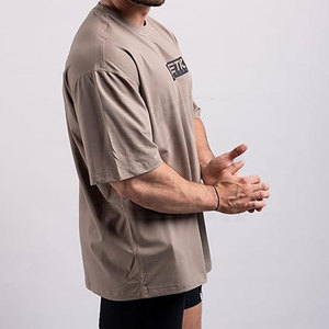 เสื้อยืดผ้าถักโพลีเอสเตอร์/ ผ้าฝ้ายสำหรับผู้ชายเสื้อยืดโอเวอร์ไซส์แบบลำลองน้ำหนักเบาและทนทาน - Product Image 6
