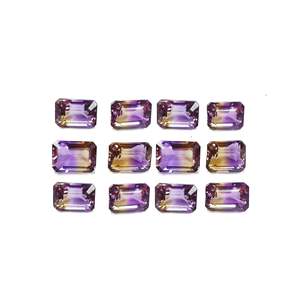 Piedra Preciosa Suelta de Ametrino Natural, 10x14mm, Octogonos Calibrados, Amarillo, Azul, Transparente, Rosa, Corte Esmeralda, Cuarzo, Certificado IGI - Product Image 1