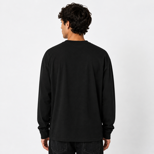 Chemise à manches longues italienne 100% pur coton pour hommes, tenue confortable pour les événements informels Four Seasons Black ODM Supply - Product Image 2