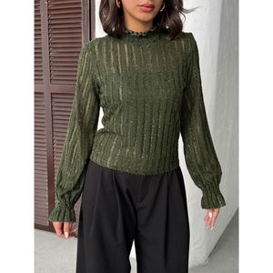 Blusa al por mayor Topshow caqui con purpurina y efecto barba - [object Object] - Product Image 4