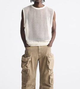 Débardeur oversize sans manches à séchage rapide en résille hauts coupe-vent Sexy en maille pour hommes débardeur Streetwear - Product Image 4