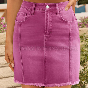 Top Selling Latest Design Women <b>Jeans</b> Skirts Wholesale Design Your Own Product Cotton <b>Jeans</b> Skirts - Product Image 4