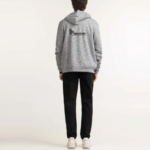 เสื้อฮู้ดซิปผู้ชายผ้าฝ้าย 100% ทรงปกติ สวมใส่สบาย ออกแบบเองได้ ขายส่ง สีตามสั่ง ชุดลำลองสำหรับฤดูใบไม้ผลิ 2 ชิ้น - Product Image 2