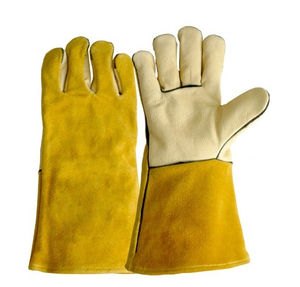Guantes de soldadura TIG de cuero de vaca dividido de puño corto guantes de seguridad de trabajo resistentes al calor personalizados - Product Image 4