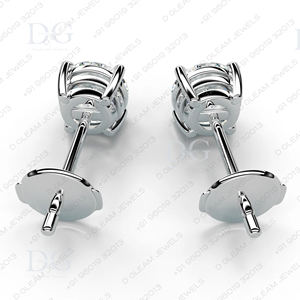 Children's White Gold Rose Gold 4 Prong Three Rail <b>Set</b> Trendy 2 Ct Moissanite Diamond <b>Stud</b> <b>Earrings</b> for Wedding Anniversary - Product Image 6