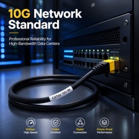 Kabel Ethernet Cat6A Kecepatan Tinggi 10Gbps 24AWG Tembaga Murni Jaket TPU Super Lembut Tahan UV Kabel Patch Jaringan RJ45 Warna Kuning