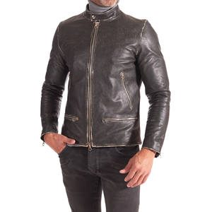 Veste en cuir d'agneau véritable noir personnalisée de haute qualité pour hommes veste en cuir à manches extérieures d'hiver à la mode - Product Image 5