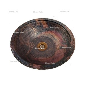 Lavabo de baño de cobre martillado Lavabo de forma redonda de diseño admirable del fabricante en la India - Product Image 1