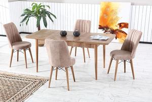 Muebles turcos modernos 2026, mesa de comedor con patas de madera maciza, mesa extensible multicolor superior de MDF para cocina, diseño que ahorra espacio - Product Image 4