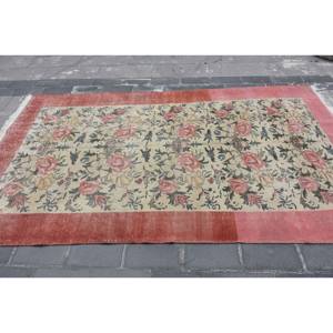 พรมปูพื้นขนาดใหญ่สไตล์ตุรกีวินเทจคลาสสิกสีเบจแดง5.2x8.9ฟุต10มม. ผ้าขนสัตว์เนื้อหยาบงานเย็บปะสี่เหลี่ยมผืนผ้าพรมห้องโถง - Product Image 4