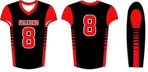 Maillots de football américains pour hommes adultes, taille 88 Falcons, rouge et noir, grande taille, en spandex/polyester, de haute qualité, cousus, pour le tackle - Product Image 4