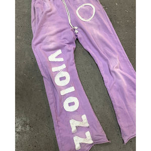 Sun Faded Distressed Boxy fit French Terry Drop Shoulder Zip up Chándal parche desgastado Bordado Pantalones de chándal y conjunto con capucha - Product Image 6