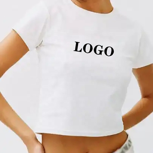 Camiseta corta personalizada de verano para bebé 2024, camiseta Sexy fina en blanco para mujer, camiseta lisa de algodón 100% transpirable de alta calidad - Product Image 2