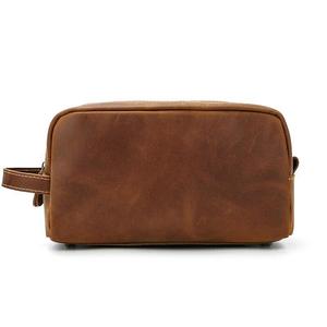 Sac de toilette vintage en cuir avec fermeture éclair, grande capacité, pour rangement, cosmétiques, trousse de toilette de voyage suspendue - Product Image 2