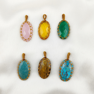 Copper Turquoise Macrame <b>Pendant</b> - Product Image 6