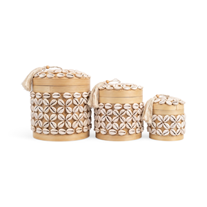 Decorative Storage Box TDH Bamboo Kerang Pipih Tassel - Product Image 1