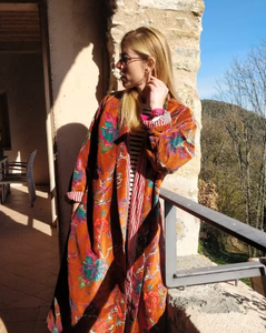 Chaqueta con estampado personalizado hecho a mano para mujer, ropa de manga larga hasta la rodilla, de invierno, atractiva - Product Image 2