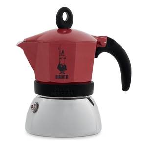 Cafetière Moka à induction en aluminium 4 tasses, chromée et rouge 0006944 NP – Cafetières Moka élégantes - Product Image 1