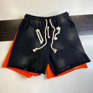 High Street Men's Acid Wash Sweat Shorts Vintage Puff DTF Printing Sun Faded Fleece Spiders Design Streetwear Sun Faded Fleece - Product Image 4