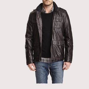 Top Vente Nouveaux Hommes Street Wear Vestes En Cuir À La Mode Conception Simple Hivers Chaud Vestes En Cuir pour Hommes Élégant Biker Vestes - Product Image 4