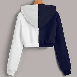2025 Plain Pullover Hoodie <b>Ladies</b> Hooded <b>Top</b> Casual Customized Best High Quality Women's Hoodie Color Block Crop <b>Top</b> Hoodie - Product Image 4