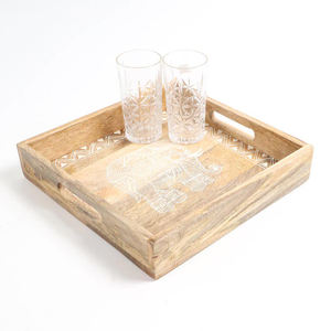 Plateau de service en bois sculpté à la main dernier plateau en bois de service de nourriture pour la maison hôtel et restaurants décor - Product Image 3