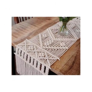 Lavish Premium Burlap Mixed Cotton Woven Crochet Embroidered Patterned 100% Organic Cotton GOTS Certificate Home <b>Table</b> <b>Runners</b> - Product Image 1