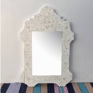 Marco de Espejo con Incrustaciones de Hueso Hecho a Mano, Espejo de Pared Decorativo de Lujo con Diseño Étnico de Madera, Decoración del Hogar Única Hecha a Mano - Product Image 3