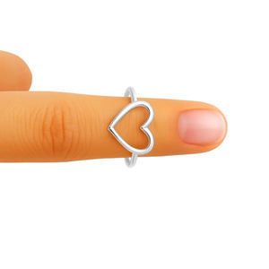 Anillo de Compromiso Clásico con Diseño de Corazón, Plata de Ley 925, Joyería Minimalista Hueca para Mujer, Precio de Fábrica al por Mayor - Product Image 6