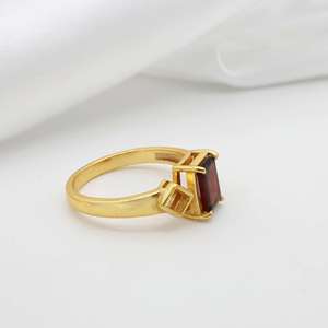 Geometric Garnet <b>Ring</b> Brass Jewelry for Women 18k <b>Gold</b> Plated Wholesale <b>Rings</b> - Product Image 2