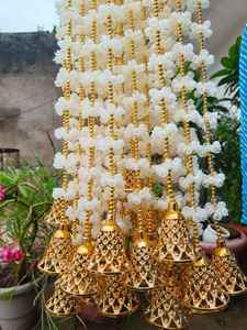 Mogra Garland With Bells Mogra Jasmine Artificial Flower for Wedding Decoration <b>Temple</b> Decoration Mandap Decoration Southindian - Product Image 4