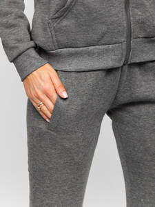 Premium Quality Solid Long Tracksuit for Women with Zipper <b>Hoodie</b> and Trousers Breathable 2 Piece Pants Set with Custom Logo - Product Image 6