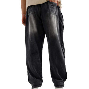 Pantalones Vaqueros Negros Holgados, Pantalones Vaqueros Vintage con Lavado Ácido y Bolsillos Casuales, en Oferta con Logotipo Personalizado - Product Image 5