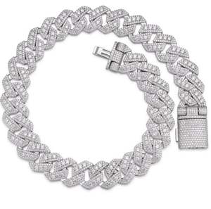 Cadena Cubana de 22 mm de Ancho con Incrustaciones de Diamantes, Joyería Hip Hop de Lujo para Hombre - Product Image 1