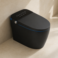 WC intelligent monobloc noir mat avec bidet à chasse automatique mains libres et siège chauffant pour salle de bain moderne
